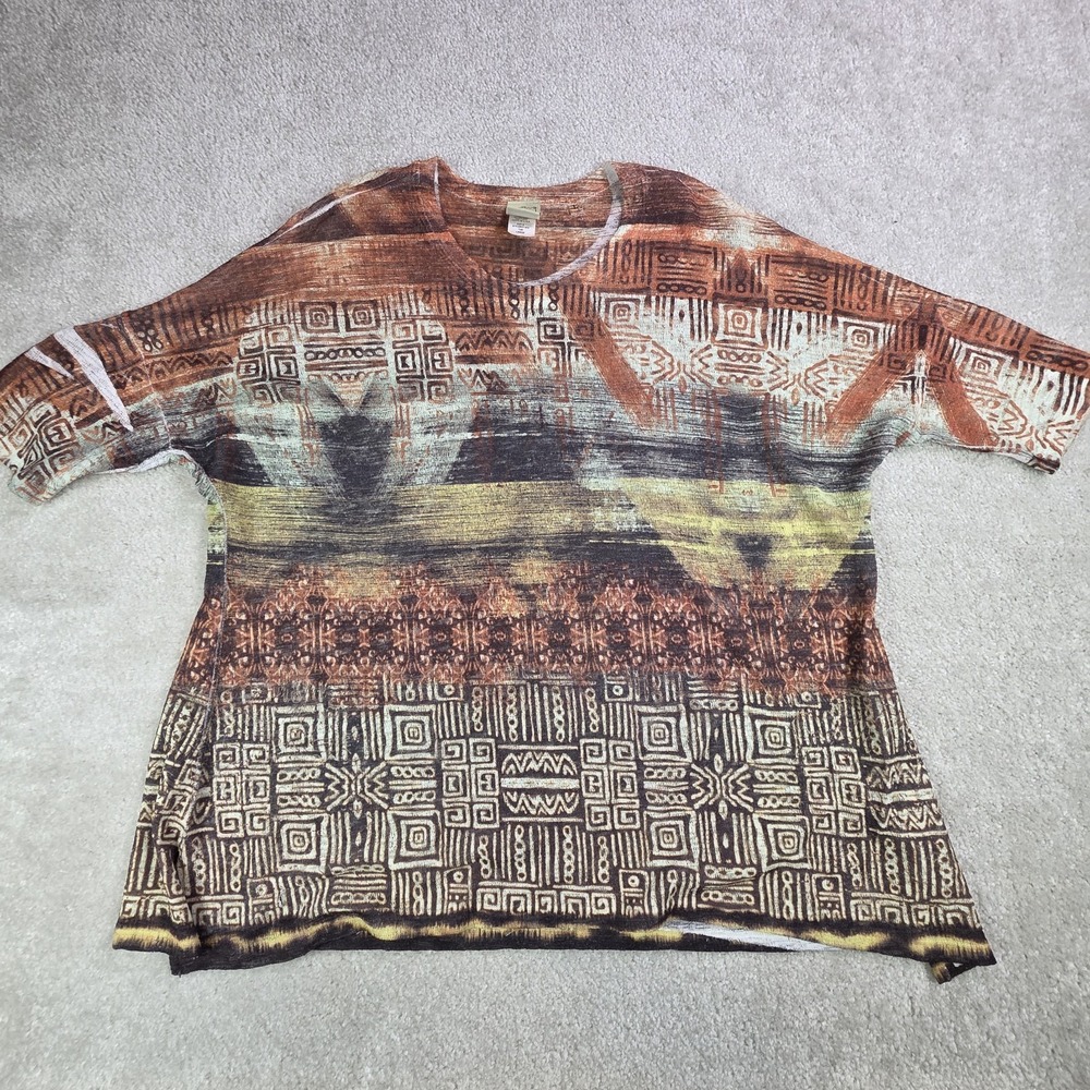 Jess & Jane USA‎ Tunic Top Gauze Women's Size L Geometric Semi Sheer Fall